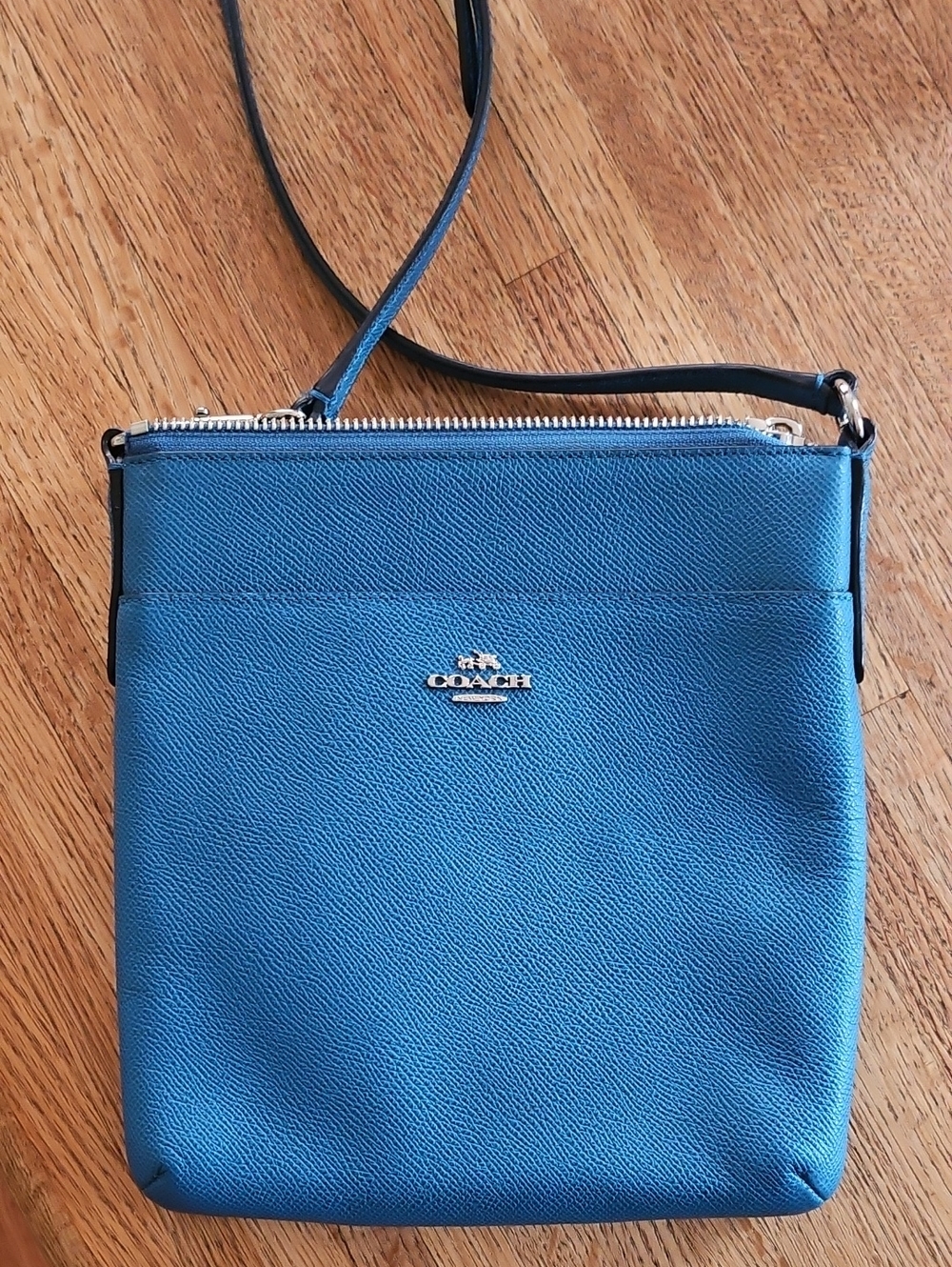 Coach Blue Leather Crossbody with Silver Logo